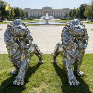 Statua di Leone Astratta Moderna in Acciaio Inossidabile RELONG, Lucidata per Decorazione da Giardino Esterno - Product Image 2