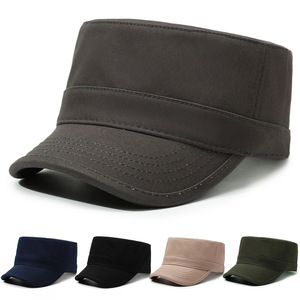 Spring Summer Solid Color High Quality Fitted Canvas Unisex Fashion Casual Outdoor <b>Flat</b> Top Baseball Sun <b>Hat</b> - Product Image 1