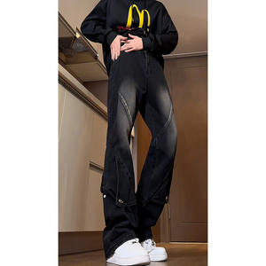 Pantalones Vaqueros Negros Americanos de Trabajo para Hombre, Estilo Hiphop, Ajustados, de Pierna Ancha, Estilo Urbano - Product Image 6