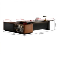 Grand bureau de luxe en forme de L de couleur foncée avec lumière LED Design convertible moderne