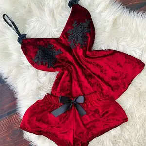 Kadın türkiye Babydoll Nighty moda kadın pijama olgun seksi bayanlar iç çamaşırı kıyafeti kadife pijama