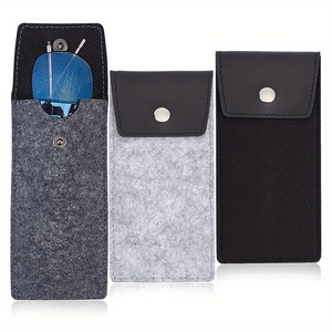 Étui à lunettes en feutre et cuir PU avec fermeture à pression, étui <span class=keywords><strong>de</strong></span> protection pour lunettes <span class=keywords><strong>de</strong></span> vue pour les voyages, étui portable pour lunettes <span class=keywords><strong>de</strong></span> soleil pour femmes - Product Image 3