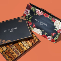 Boîte de luxe avec logo personnalisé à tiroirs pour noix séchées noix salées chocolat dattes boîte d'emballage en papier avec poignée en coton