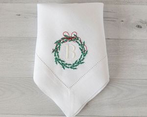 Serviettes en coton et lin à points festonnés, serviettes en tissu réutilisables de haute qualité, personnalisées pour Noël <span class=keywords><strong>LY</strong></span> - Product Image 3