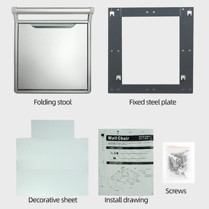 Chaise pliante invisible à monter au mur avec poignée, <span class=keywords><strong>banc</strong></span> de siège en métal robuste, gain de place - Product Image 3