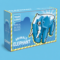 Ensemble de blocs de construction lumineux personnalisés en forme d'éléphant, 84 pièces, modèle animal 3D à construire soi-même avec briques STEM lumineuses, jouet OEM, marque privée