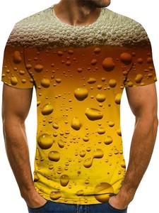T-<span class=keywords><strong>shirt</strong></span> pour <span class=keywords><strong>homme</strong></span> en tricot 180g, imprimé 3D, motif bière, col rond, gris foncé, grande taille, décontracté chic, manches courtes, pour le week-end - Product Image 2