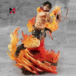 One pieced POP Fire Fist Ace 15th Anniversary Special Edition Ver Battle Scene Model Toys ornaments