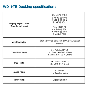 ดั้งเดิมสำหรับ <span class=keywords><strong>Dell</strong></span> WD19TB ธันเดอร์โบลท์3แท่นชาร์จพร้อมอะแดปเตอร์180วัตต์แท่น USB-C สามจอ - Product Image 4