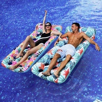 Piscine gonflable noire feuille d'érable trou lit flottant parasol lumineux chaise longue creux flottant eau jouet matelas d'eau