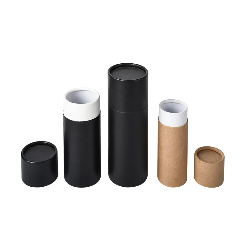 Imballaggio cosmetico personalizzato 10ml 30ml 50ml 60ml eco mini contenitori rotondi tubo di carta di cartone per bottiglia di balsamo per labbra