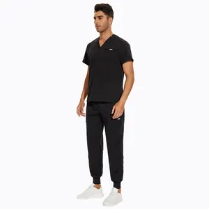 Men's Medical Scrubs Matte Set with Pockets for Runners Navy Blue Pharmacy Matte <strong>Clinic</strong> <strong>Uniform</strong> for Hospital Nurses - Product Image 3