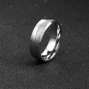 Anelli Nuziali in Titanio Antiossidante con Vero Meteorite, Stile <span class=keywords><strong>Re</strong></span> e Regina per Coppie - Product Image 5