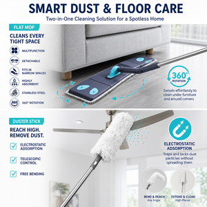 Kit de nettoyage DOOSO 7 en 1 avec balai, serpillière, raclette, brosse, ensemble portable et écologique en <span class=keywords><strong>microfibre</strong></span> pour la maison, la voiture, les fenêtres et les sols - Product Image 5