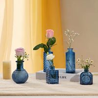 Vases à fleurs en verre bleu vintage de petite taille en gros, jolis vases en verre pour centres de table, décoration rustique, mariage, maison