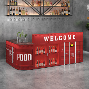 Công nghiệp-phong cách bền container góc <span class=keywords><strong>Bar</strong></span> Retro tiếp tân bàn cho khách sạn sáng tạo thịt nướng nhà hàng & phòng tập thể dục tiền mặt đăng ký - Product Image 1