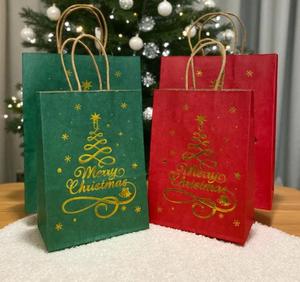 Bolsas de Papel para Regalos y Marcos de Fotos con Diseño Navideño de Árbol Rojo y Dorado, Impresión Digital, Estilo Nuevo - Product Image 3