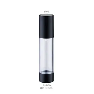खाली कॉस्मेटिक 30ml वायुहीन पंप बोतल काले वायुहीन लोशन की बोतल