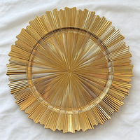 Assiette de présentation ronde en plastique doré champagne ajourée pour décoration de table de mariage et de banquet