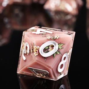 LuxeRoll – Lot de 7 dés polyédriques vintage en résine à bords coupés, motif floral, numérotés en blanc, pour collection de jeux de société DND TRPG - Product Image 4