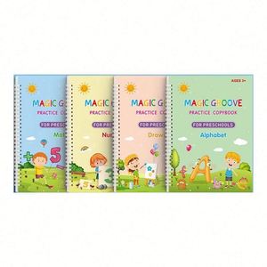 Juego de 4 Cuadernos Mágicos para Practicar Caligrafía con Impresión en Inglés, Libro de Palabras para Caligrafía, el Mejor Regalo para Niños - Product Image 1