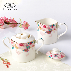 Hochwertige Keramik Bone China Zuckerdose mit Deckel Tee-<span class=keywords><strong>Set</strong></span> Sahnekrug für Geschirr - Product Image 2