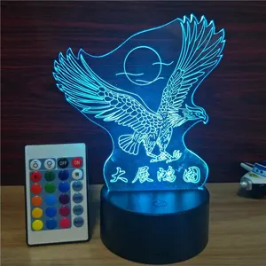 Kartal renkli 3D LED Illusion lamba yenilik RGB LED gece lambası 16 renk değiştirilebilir Luminaria De Mesa odası dekorasyon ışıklandırma