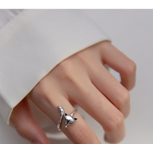 Modischer Vintage-Ring aus 925 Sterling Silber, Retro-Fuchs Offener Verstellbarer Ring, Niedlicher Schmuck für Frauen - Product Image 6