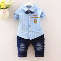 Ensemble de 8 chemisiers et jeans d'automne pour bébé garçon de 2 à 3 ans