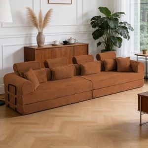 Divano Componibile a L in Velluto a Coste Compresso, Moderno e Minimalista, Salvaspazio per Soggiorno e Camera da Letto - Product Image 4