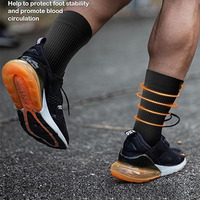 Chaussettes de course à compression, chaussettes athlétiques rembourrées avec soutien de la voûte plantaire