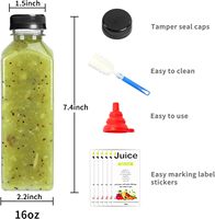 Bouteille carrée en PET de qualité FDA pour jus, 150 ml, 350 ml, 500 ml, avec bouchon à vis, pour thé aux perles, lait, boisson énergisante