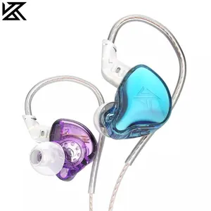 Kz edc fone de ouvido dinâmico, fone de ouvido monitor intra-auricular 1dd hifi, som claro com fio, fone de ouvido com desempenho de palco
