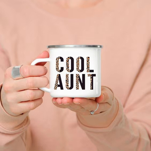 Mug émaillé « Cool Aunt » – Tasse à café amusante pour <span class=keywords><strong>tante</strong></span> avec motif léopard et arc-en-ciel – Mug de <span class=keywords><strong>camping</strong></span> – Le meilleur cadeau pour <span class=keywords><strong>tante</strong></span> – Idéal pour un anniversaire - Product Image 5