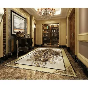 Waterjet medallion tile inlay flooring patterns stone marble carpet waterjet mosaic tile
