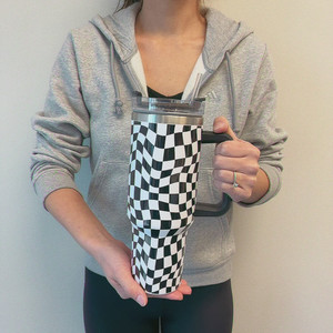 Elegante Tazza Grande a Scacchi con Manico - Product Image 5