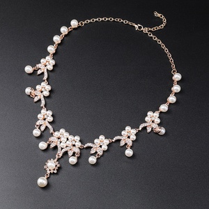 2026 New Branch Shaped Pearl Necklace <b>Set</b> Ethnic Retro Ornaments Collar Chain Bridal Dress Alloy <b>Crystal</b> Necklace <b>Set</b> - Product Image 4