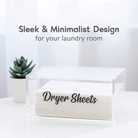 Distributeur de feuilles assouplissantes pour linge, moderne, en acrylique, résistant à l'eau, pré-assemblé pour bureau, avec couvercle à charnière et support transparent