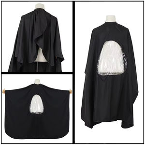 Cape de coiffure en pongé avec logo personnalisé, fenêtre de visualisation transparente, robes de coupe de cheveux pour hommes, imperméable, salon de coiffure, barbier - Product Image 2