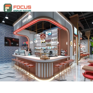 Modern Coffee Service <b>Counter</b> Bakery Case Register Shelf White Oak Cafe <b>Counter</b> Display - Product Image 4