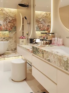 Lavabo Moderno de Lujo Ligero, Mueble de Baño con Tocador, Set Integrado de Piedra <span class=keywords><strong>Natural</strong></span>, Lavamanos Inteligente - Product Image 4