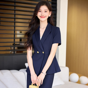 Women's Suit Set Short Sleeve Elegant Office Wear Anti-Wrinkle Spring Formal Work Uniform Skirt Style - Product Image 2