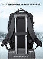 Tas Ransel PU Logo Kustom untuk Perjalanan, Tas Bisnis Pria, Tas Ransel Laptop Travel Kapasitas Besar yang Dapat Diperluas Dengan USB