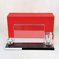 Décoration de table de bureau, porte-stylo en cristal, base noire, horloge en cristal diamant, porte-stylo