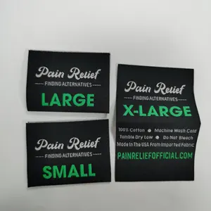 Etichetta tessuta lavabile con Logo personalizzato dritto all'ingrosso personalizzato per abbigliamento e t-shirt