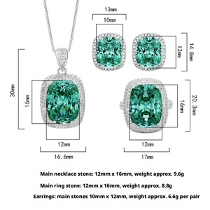 Minimalist Eco-friendly Copper Green 12*16-10*12mm Green Cubic Zirconia Necklace <b>Earrings</b> Ring Jewelry <b>Sets</b> for Women - Product Image 2