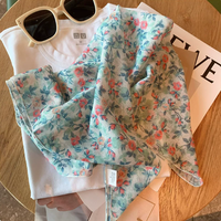 Zachte paarse bloemenkatoenen bandana met digitale print, neksjaal, decoratie, bijpassende shirts, T-shirts, jurken, polsaccessoire