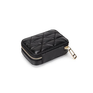 AndoBag Cosmetic Bags Cases for Women Genuine Cow Leather Ladies Elegant Lipstick Case Purse Quilted Pattern with <b>Mirror</b> - Product Image 5