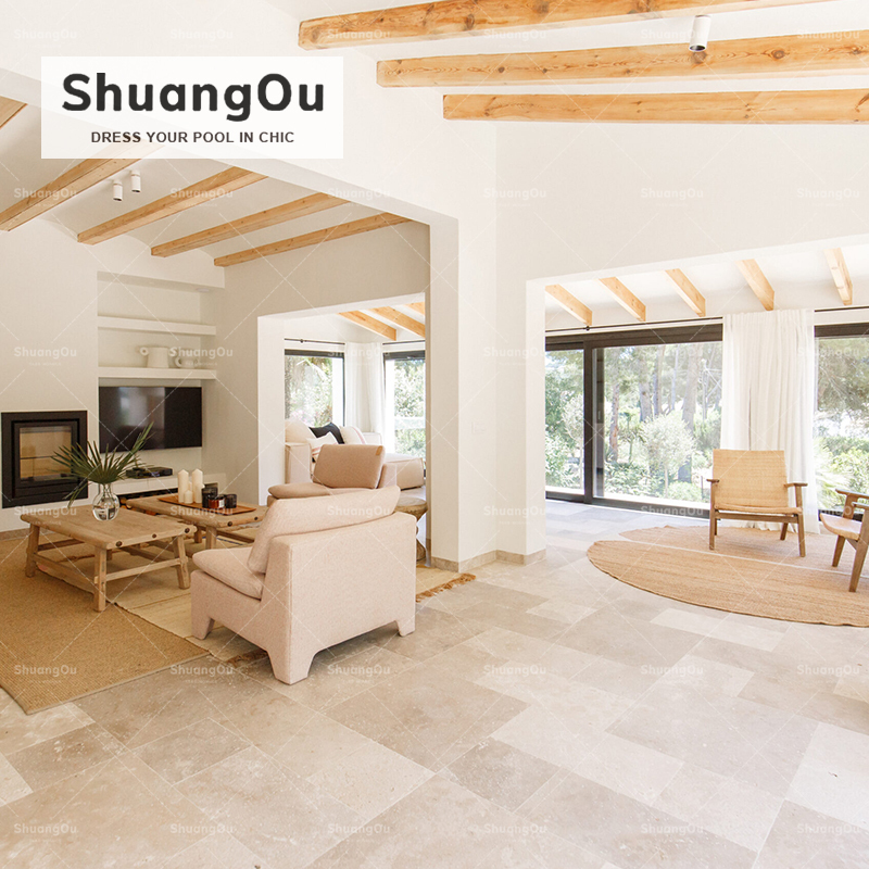 Tumbled Retro Beige Limestone Paving Tiles