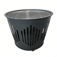 Brasero en fer conique durable avec fentes d'aération, grille de cuisson et pique-foyer pour foyer extérieur portable à bois avec barbecue
